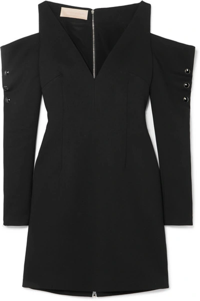 Antonio Berardi Cold-shoulder Crepe Mini Dress In Black