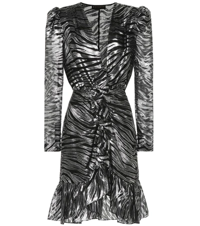 Dundas Metallic Printed Silk-blend Mini Dress In Black