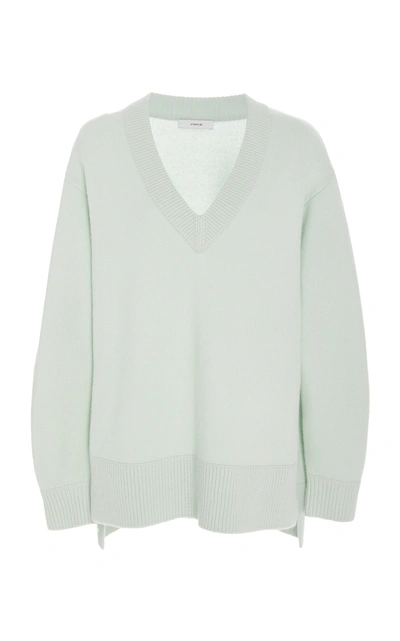 Vince Oversized Ribbed-knit Cashmere Sweater In Green