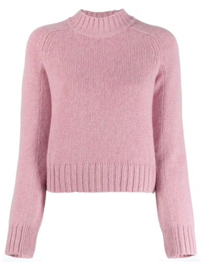 Vince Shrunken Intarsia-knit Cashmere Sweater In 691 Chp Pink