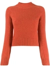 Vince Shrunken Intarsia-knit Cashmere Sweater In Orange