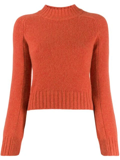 Vince Shrunken Intarsia-knit Cashmere Sweater In Orange