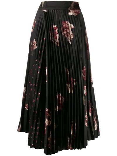 Vince Mixed Tulip Print Pleated Midi Skirt In Floral