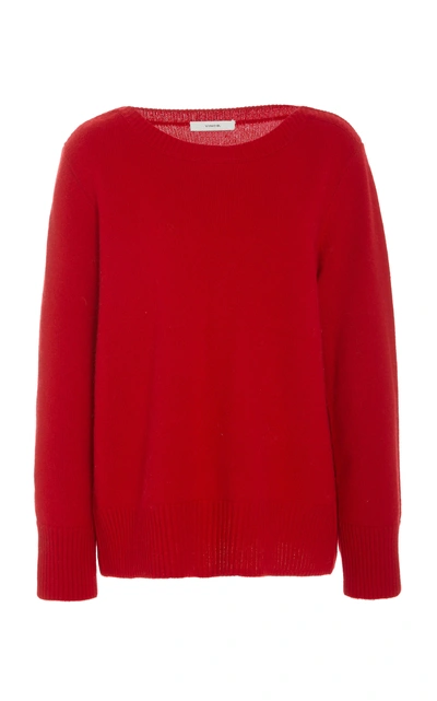 Vince Relaxed Ribbed-knit Cashmere Sweater In Red