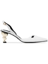 Yuul Yie White Lissom 70 Leather Slingback Pumps
