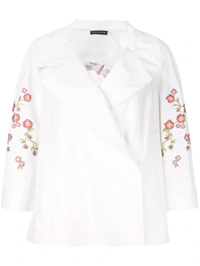 Josie Natori Embroidered Topper Jacket In White