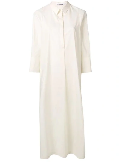 Jil Sander Oversized Shirt Dress In Neutrals