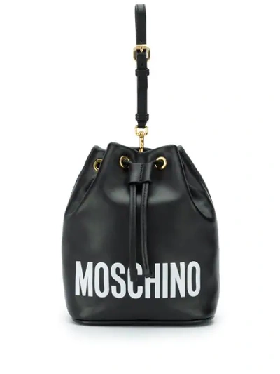 Moschino Logo Bucket Bag In Black