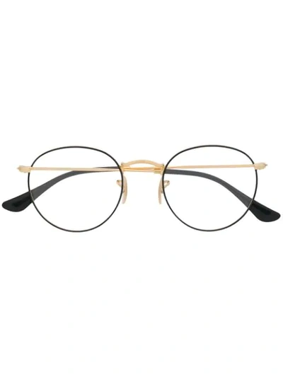 Ray Ban Round Framed Glasses In Gold