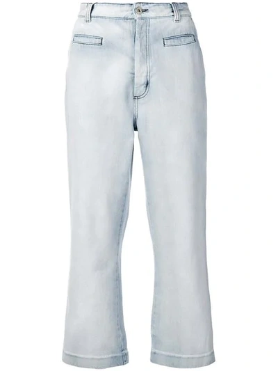 Loewe Cropped Cotton Denim Jeans In Light Blue
