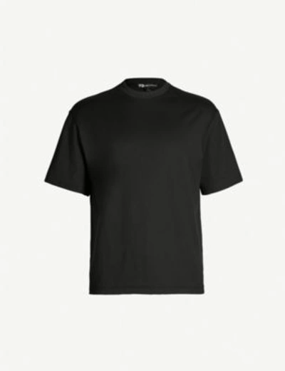 Y-3 Signature-print Cotton-jersey T-shirt In Black