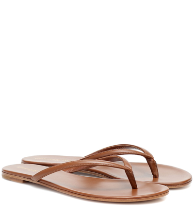Gianvito Rossi Calypso Leather Thong Sandals In Black
