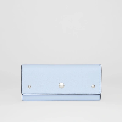 Burberry Grainy Leather Continental Wallet In Pale Blue