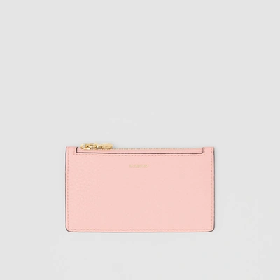 Burberry Leather Zip Card Case In Pale Ash Rose