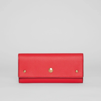 Burberry Grainy Leather Continental Wallet In Bright Military Red