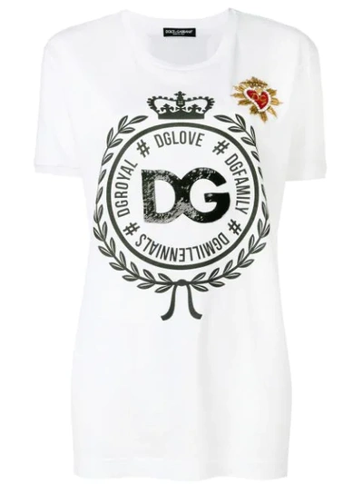Dolce & Gabbana Printed T-shirt With Embroidery In White