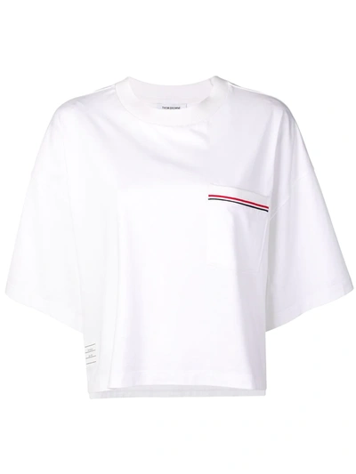 Thom Browne Rwb-stripe Boxy T-shirt In White