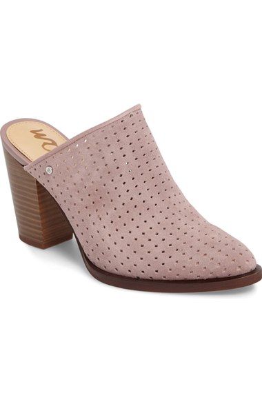 Sam Edelman Bates Perforated Suede Mule In Pink Mauve Leather | ModeSens