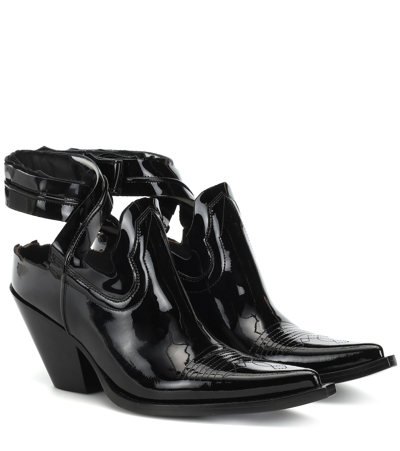 Maison Margiela Distressed Cutout Leather Ankle Boots In Black