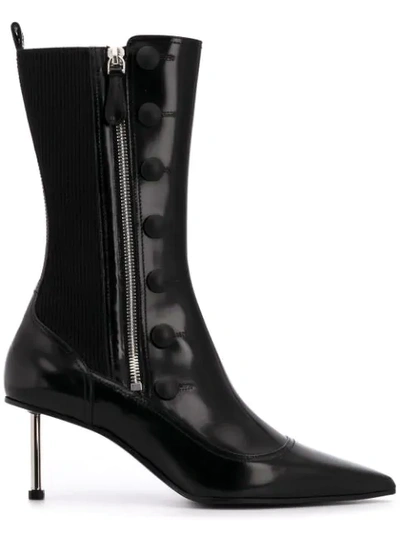 Alexander Mcqueen 60 Black Button-embellished Leather Boots