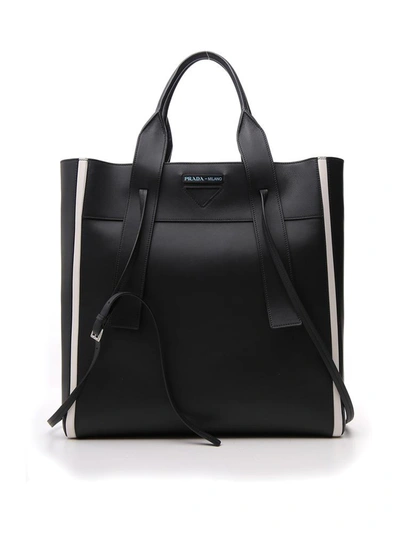 Prada Logo Shopper Bag In Black
