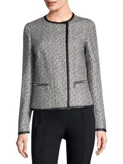 Lafayette 148 Caridee Weave Asymmetrical Jacket In Black Multi