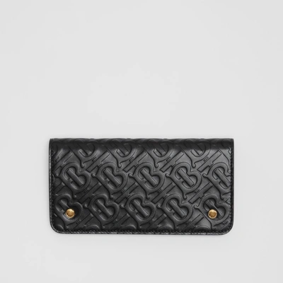 Burberry Monogram Leather Phone Wallet In Black