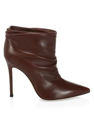Gianvito Rossi Women's Cyril Ruched Leather Ankle Boots In Burgundy