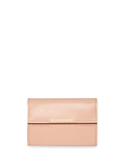 Burberry Horseferry Print Leather Folding Wallet In Pink