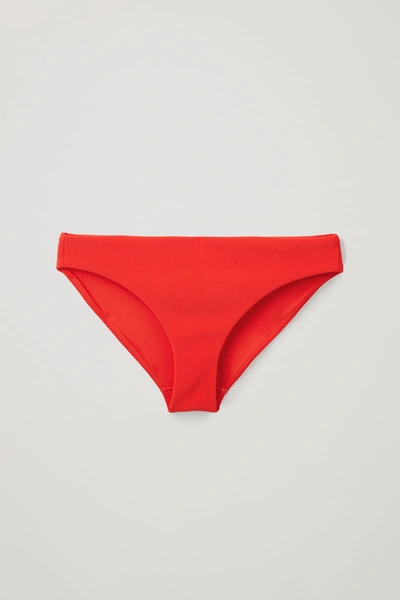 Cos Ribbed Bikini Bottoms In Red