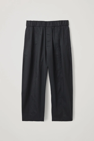 Cos Elasticated Barrel-leg Pants In Black