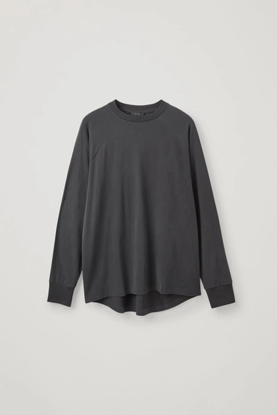 Cos Brushed Long-sleeved T-shirt In Black