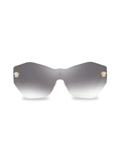 Versace 143mm Geometric Shield Sunglasses In Grey