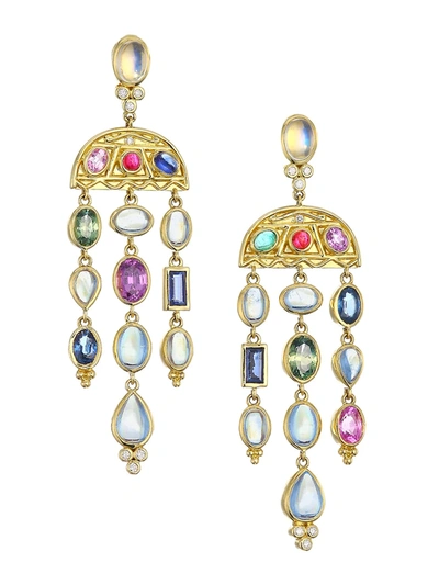 Temple St Clair Nature Deconstructed 18k Yellow Gold Multi-gemstone Chandelier Earrings