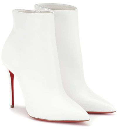 Christian Louboutin So Kate 100 White Leather Booties In 1156 Snow
