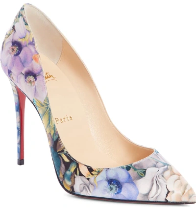 Christian Louboutin Pigalle Follies 100 Floral Satin Pumps In Multi