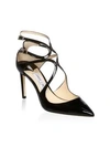 Jimmy Choo Lancer Ankle-strap Patent Leather Pumps In Black