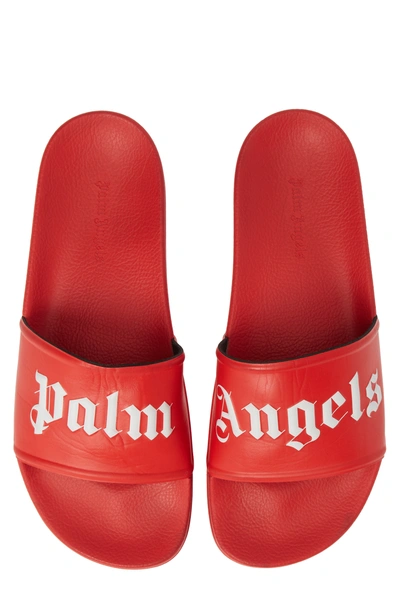 Palm Angels Pool Slide Sandal In Red/ White