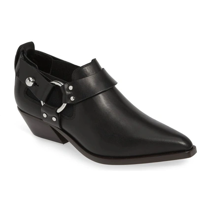 Rag & Bone Leather Western Harness Ankle Booties In Black Leather