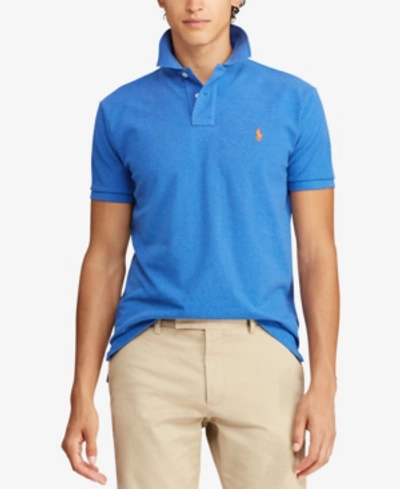 Polo Ralph Lauren Custom Slim Fit Mesh Short Sleeve Polo Shirt In Dockside Blue Heather