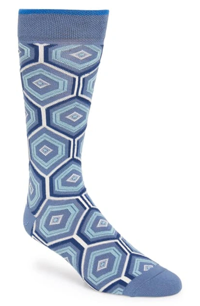 Ted Baker Opsis Hexagonal Pattern Socks In Light Blue