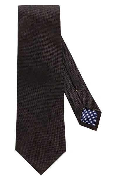 Eton Solid Textured Silk Classic Tie In Black