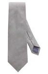 Eton Solid Textured Silk Classic Tie In Grey