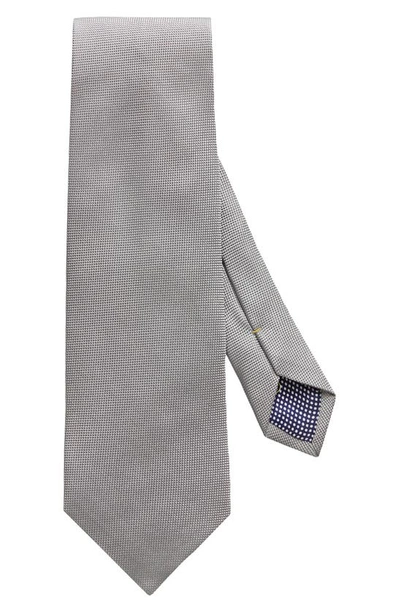 Eton Solid Textured Silk Classic Tie In Gray