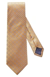 Eton Geometric Silk Classic Tie In Yellow/orange