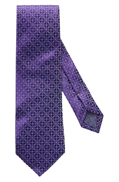 Eton Floral Medallion Silk Tie In Purple