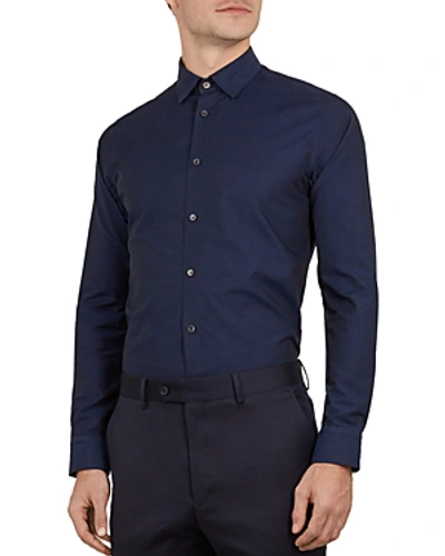 Ted Baker Notlong Geo Spot Dobby Slim Fit Shirt In Navy