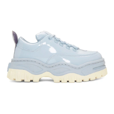 Eytys Angel Exaggerated-sole Patent-leather Trainers In Light Blue ModeSens