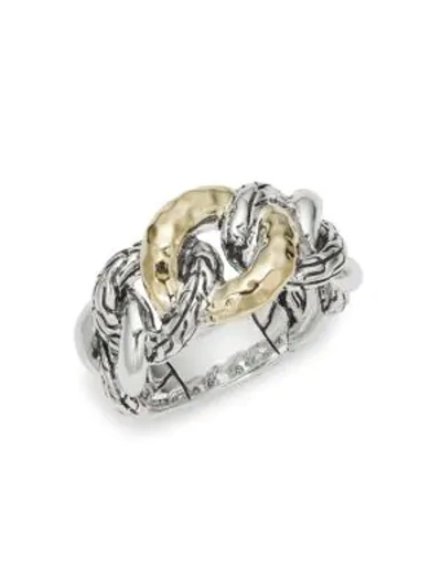 John Hardy Classic Chain 18k Yellow Gold & Sterling Silver Link Ring