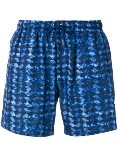 Ermenegildo Zegna Geometric Pattern Swim Shorts In Blue
